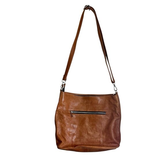 Still Nordic Leather Cross Body Purse Caramel Brown 14 in x 12 in x 5 in - Picture 3 of 10
